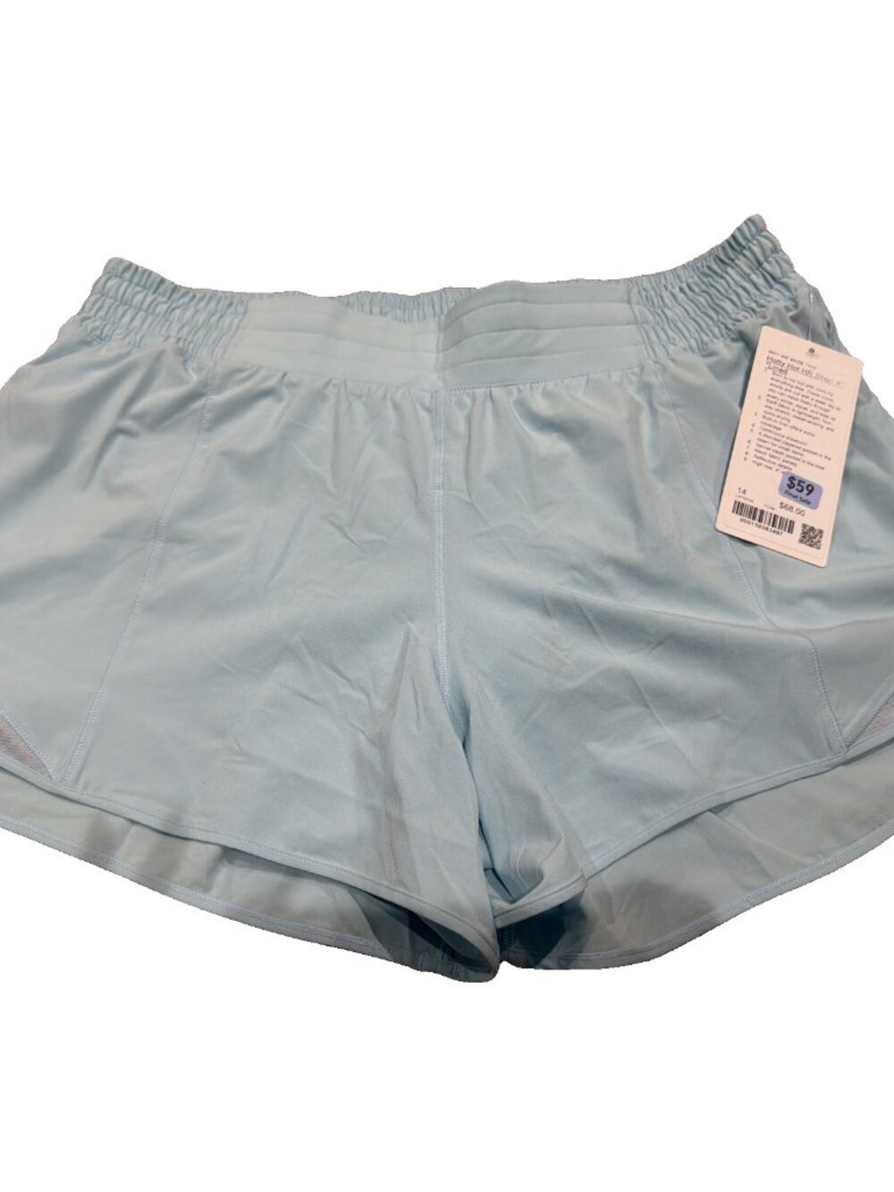 Lululemon Hotty Hot HR Short 4" Lined Foam Blue Women's 14 NWT